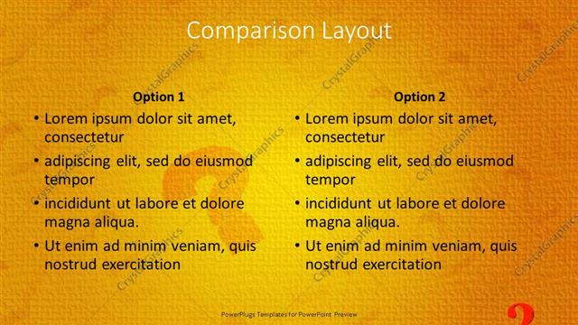 Comparison presentation slide layout
