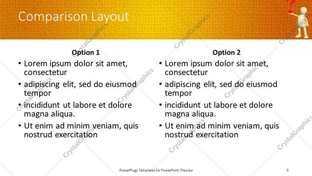 Comparison presentation slide layout
