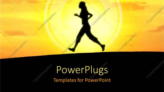  Presentation with black yellow - Girl jogging with yellow cloudy sky and black background