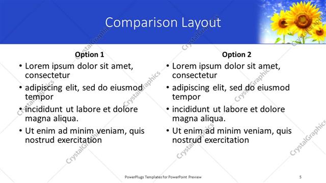 Comparison presentation slide layout