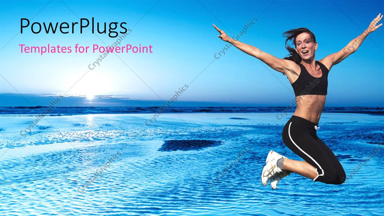 Featuring a Girl Jumping on the Water with Sky in the Background