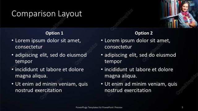 Comparison presentation slide layout