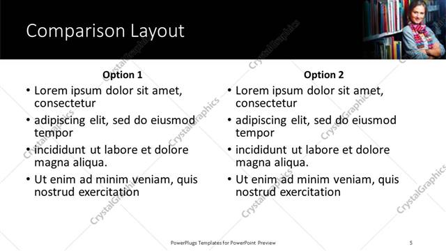 Comparison presentation slide layout