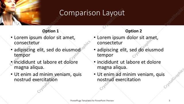 Comparison presentation slide layout