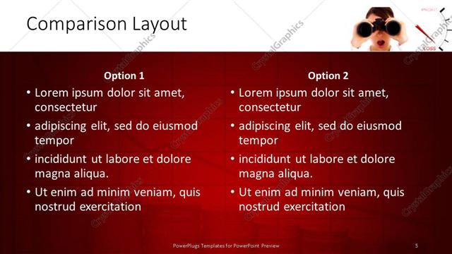 Comparison presentation slide layout