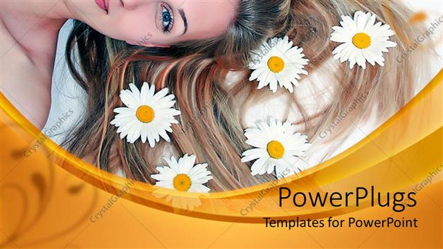  Presentation with white flowers - A girl with a lot of flowers and white background