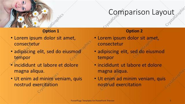 Comparison presentation slide layout
