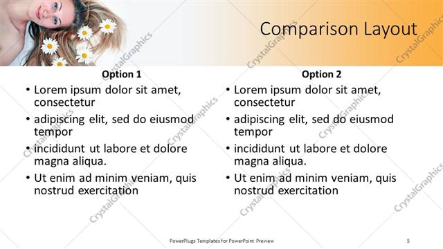 Comparison presentation slide layout