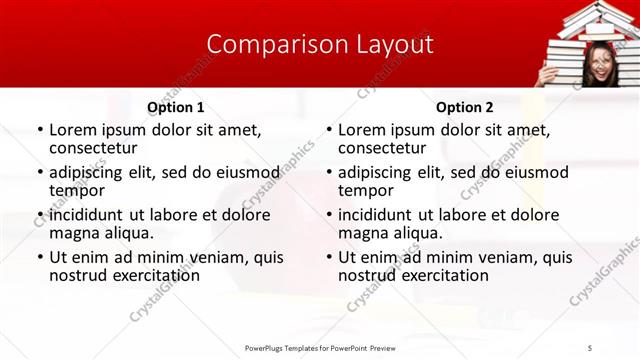 Comparison presentation slide layout