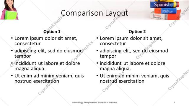 Comparison presentation slide layout