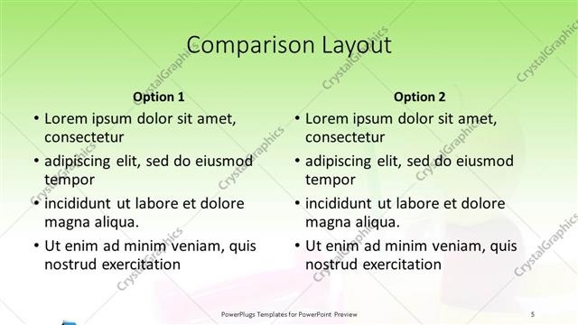 Comparison presentation slide layout