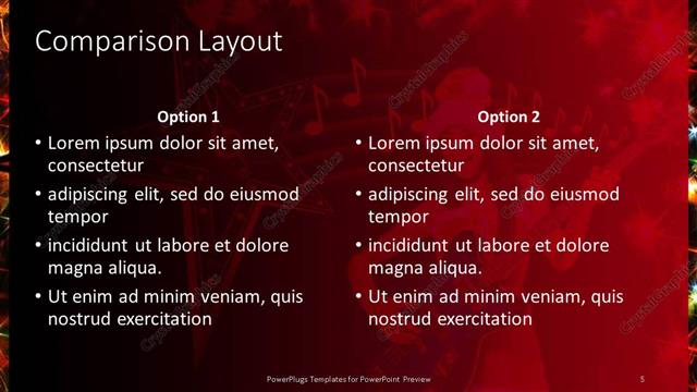 Comparison presentation slide layout