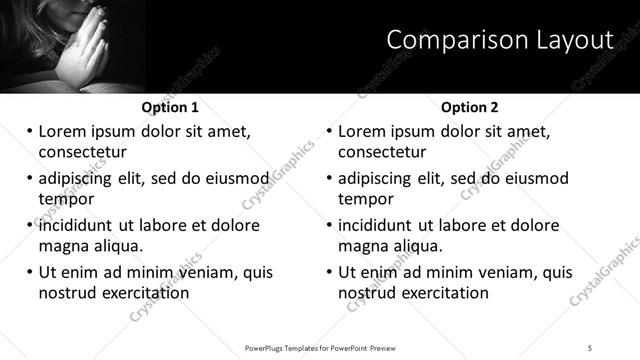 Comparison presentation slide layout