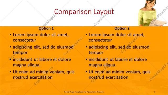 Comparison presentation slide layout
