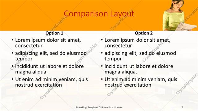Comparison presentation slide layout