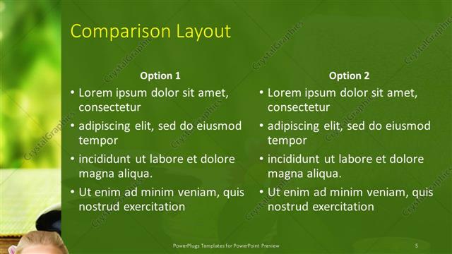 Comparison presentation slide layout