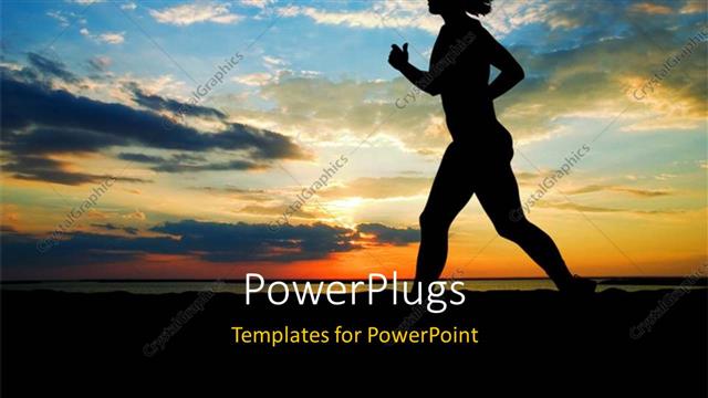  Presentation with beach - A girl running on the beach with clouds in the background