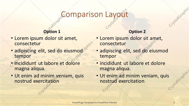 Comparison presentation slide layout