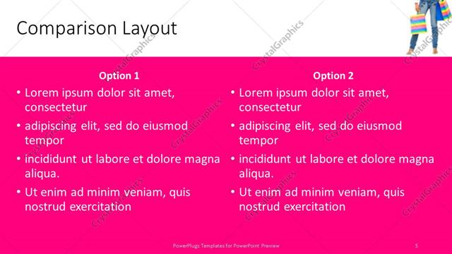 Comparison presentation slide layout