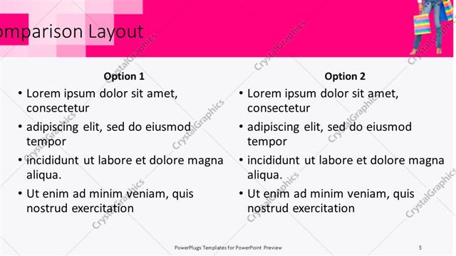Comparison presentation slide layout