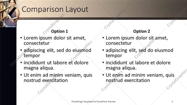 Comparison presentation slide layout