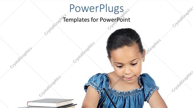  Presentation with paper - Girl student writing with pencil on paper beside stack of books, education, learning, teaching, school