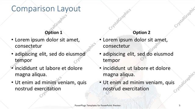 Comparison presentation slide layout
