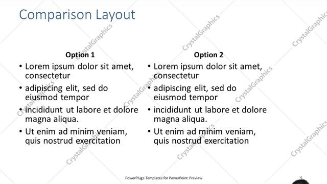 Comparison presentation slide layout