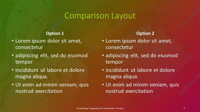 Comparison presentation slide layout