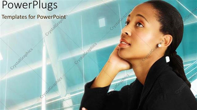  Presentation with thinking - A girl thinking something with boxes in the background