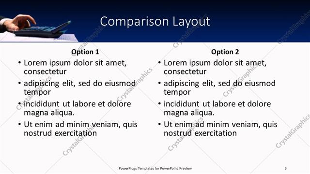 Comparison presentation slide layout