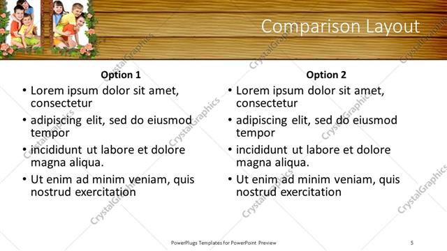 Comparison presentation slide layout