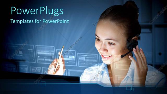  Presentation with woman business - A girl working with the computer and light in the background