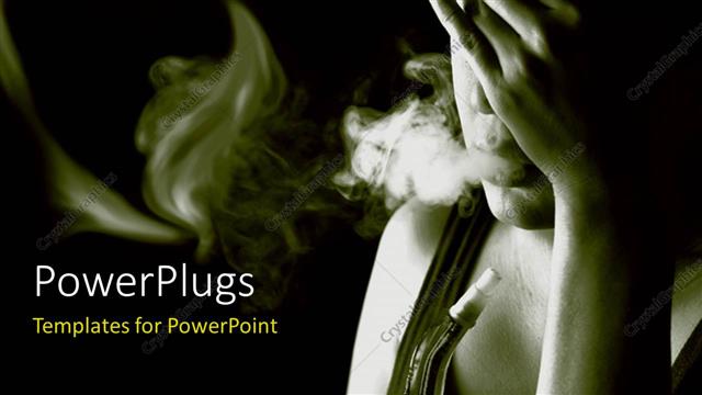  Presentation with sad girl - A girl worried and smoking with dark background