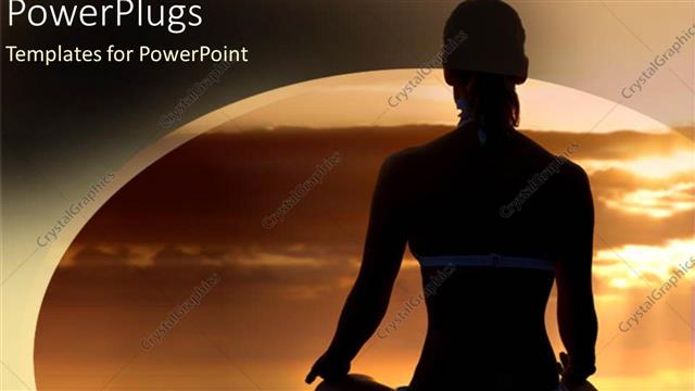  Presentation with peace - A girl in a yoga position with clouds  in the background