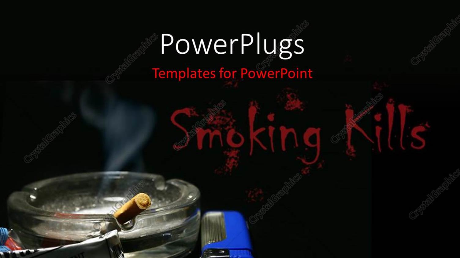 Featuring a Glass Ash Tray with a Lit Cigarette and a Blue Lighter