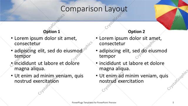 Comparison presentation slide layout