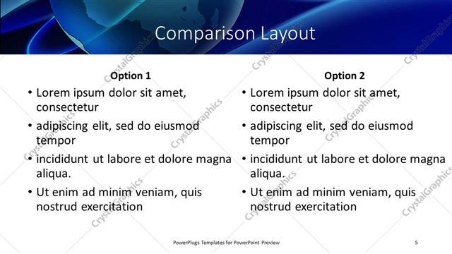 Comparison presentation slide layout