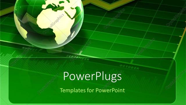  Presentation with growth chart - Glass globe sitting on green business chart with arrow showing growth