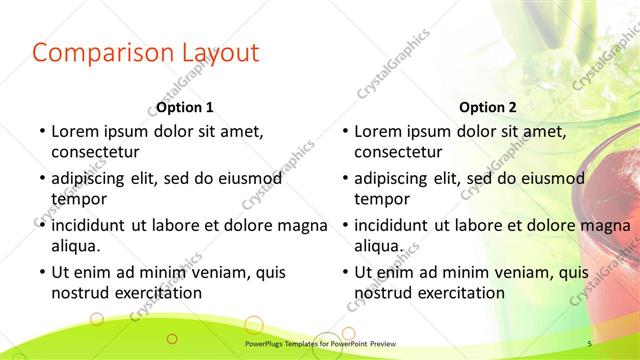 Comparison presentation slide layout