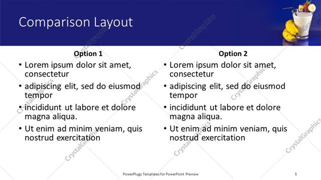 Comparison presentation slide layout