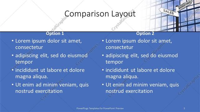 Comparison presentation slide layout