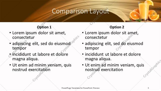 Comparison presentation slide layout