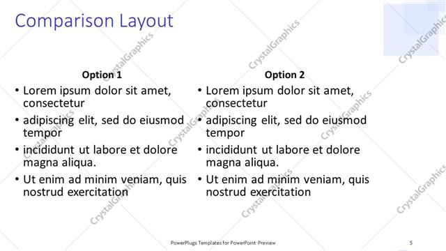 Comparison presentation slide layout