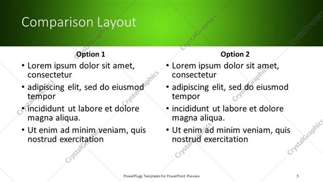 Comparison presentation slide layout