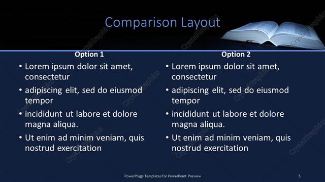 Comparison presentation slide layout