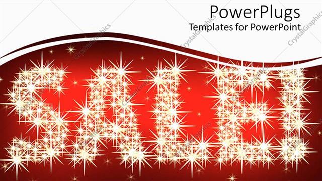  Presentation with red stars - Glittering sale and exclamation mark with stars on red and white background