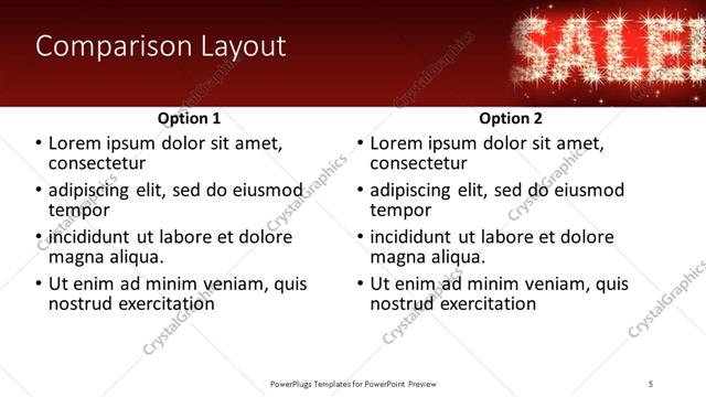 Comparison presentation slide layout