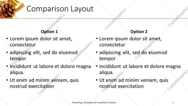 Comparison presentation slide layout