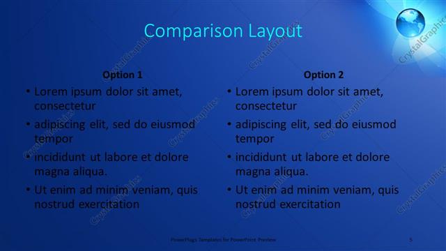 Comparison presentation slide layout